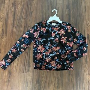 Velvet Cropped Long Sleeve Shirt